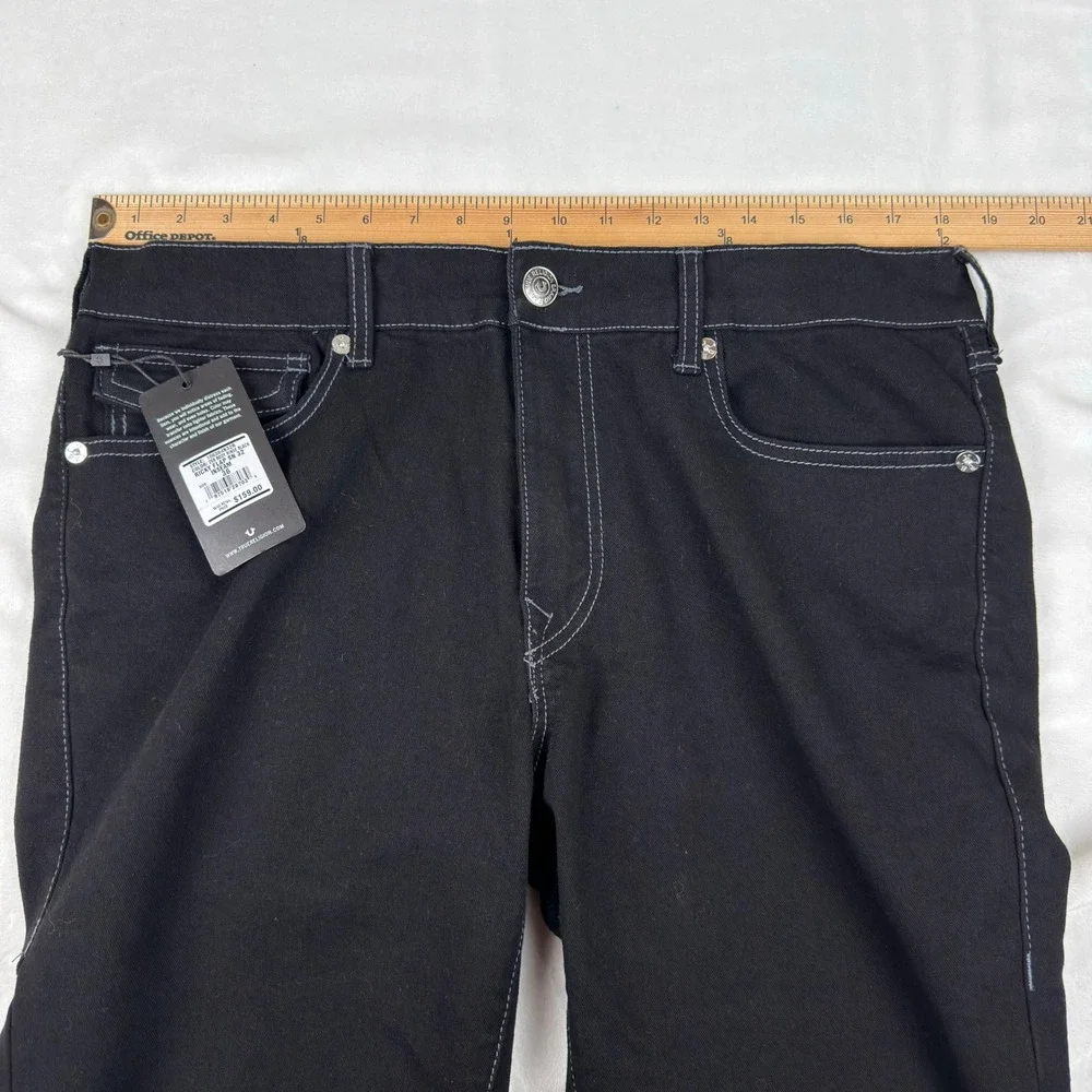 True Religion Ricky Flap SN Body Rinse Black Jeans Mens 36x32 Straight Leg NEW